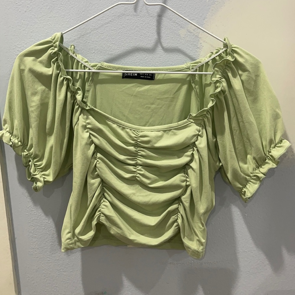 SHEIN puff sleeve ruched top